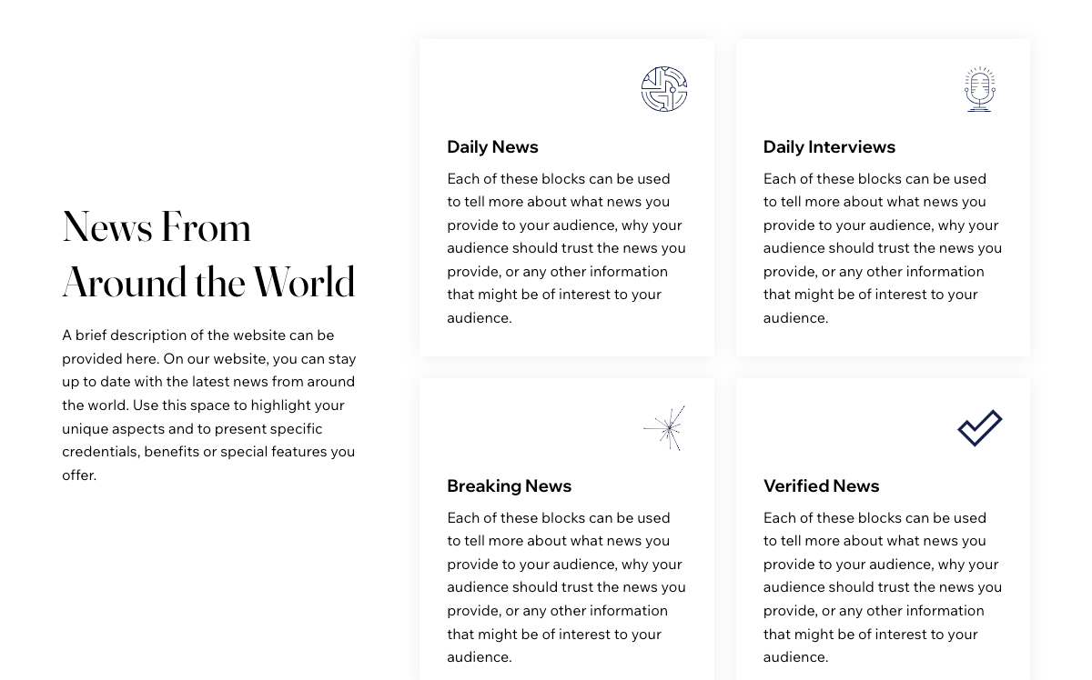 News & Newsletter Wix Marketplace